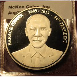 1420. Barack Obama 44th President 2009-2013 silver plated commemorative medal. They couldn’t fit his