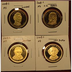 1454. Set of 4 2008-S Presidential Dollars
