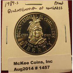 1457. 1989-S Bicentennial of Congress Proof Commemorative Half Dollar