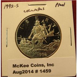 1459. 1992-S 500th Anniversary of ColumBU s Discovery Proof Commemorative Half Dollar