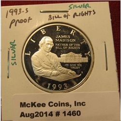 1460. 1993-S Bill of Rights Proof 90% SILVER Commemorative Half Dollar