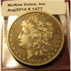 1477. 1900-O Morgan Silver Dollar O over CC (left C is more visible than right) F