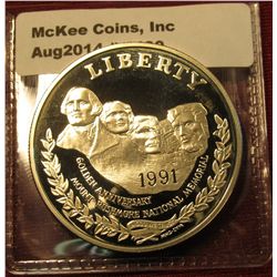 1480. 1991-S Proof Mount Rushmore US commemorative Silver Dollar