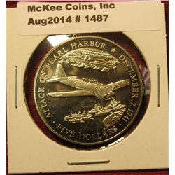 1487. 2000 Liberia $5 commemorative coin – Attack on Pearl Harbor December 7, 1941
