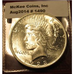 1490. 1923 P Peace Silver Dollar BU  MS64+ blast white