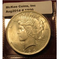 1500. 1923 P Peace Silver Dollar BU