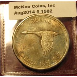 1502. 1967 Canada Silver Dollar BU  reverse is toned