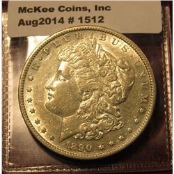 1512. 1890-S Morgan Silver Dollar, AU 58+