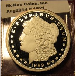 1521. Copy of an 1889-CC Morgan Dollar, silver plated, marked COPY