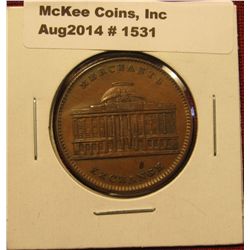 1531. 1837 Hard Times token – Merchants Exchange BU ilding / New York Joint Stock Exchange Company X