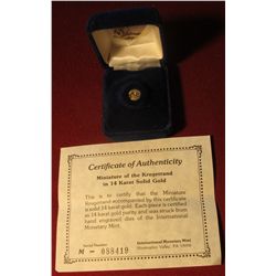 1543. Miniature of the Krugerrand in 14K Solid Gold with Certicate of Authenticity.