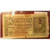 Image 2 : 1555. 1939-45 World War II Reich's Credit Treasury Note. Pick # R139. 20 Reichsmark. Depicts "The Ar