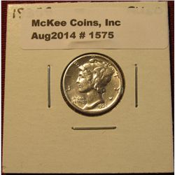 1575. 1935 S Mercury Dime. AU 50.