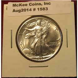 1583. 1939 P Walking Liberty Half Dollar. AU 58.