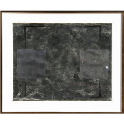 Juhachiro Takada, Abstract Black Tempera Painting with Graphite Drawing