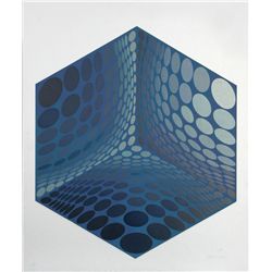 Victor Vasarely, Parmenide (Blue & White), Serigraph