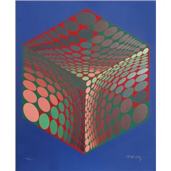 Victor Vasarely, Parmenide (Red, Green, & Blue), Serigraph