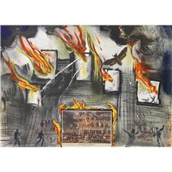 Salvador Dali, Fire! Fire! Fire! from the Currier and Ives Suite, Lithograph and Collage