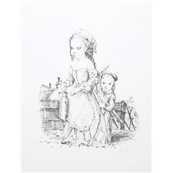 Tsuguharo Foujita, Two Young Girls, Lithograph