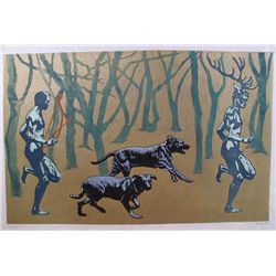 Allison Berry, Actaeon pursued by Dogs, Woodcut