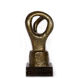 Ruth Gutman, Praying Woman, Bronze with Black Patina on a Marble Base