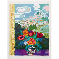 Guy Charon, Flowers On Window Sill, Lithograph