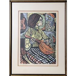 Irving Amen, Mandolin, Woodcut