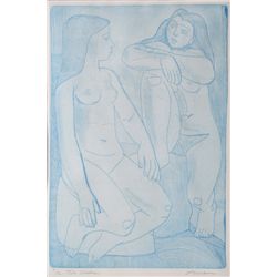 Irving Amen, Two Nudes, Color Etching