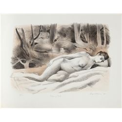August Mosca, Sleeping Nude, Lithograph