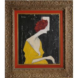 G. Taylor, Woman Looking out a Window, Oil Painting