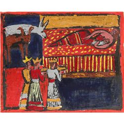 Huguette Baudrot, Three Kings, Gouache Painting