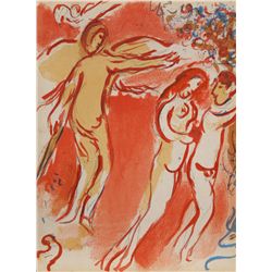 Marc Chagall, Adam and Eve banished from the Garden of Eden, Lithograph
