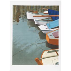 Laurent Marcel Salinas, Boats at Dock, Lithograph