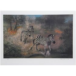 Peter Darro, Fire on the Savannah, Lithograph