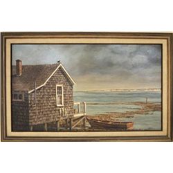 John Joseph Reboli, Old South Wharf, Nantucket Massachusetts, Oil Painting
