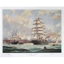 Eldred Clark Johnson, East River Traffic, New York City, Offset Lithograph