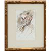 Image 1 : Raphael Soyer, Portrait of a Man, Ink and Watercolor Painting