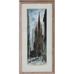 Eve Nethercott, City Church, Watercolor