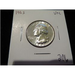 1963 Washington Silver Quarter - UNC
