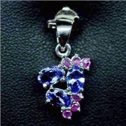 STERLING SILVER RUBY & TANZANITE PENDANT