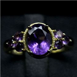 14KT GOLD OVER STERLING SILVER PURPLE AMETHYST RING