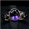 Image 1 : 14KT GOLD OVER STERLING SILVER PURPLE AMETHYST RING