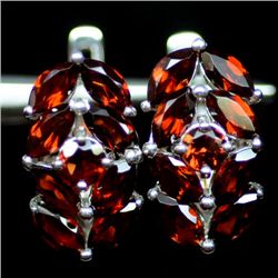 WHITE GOLD OVER STERLING SILVER GARNET EARRINGS