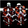 Image 1 : WHITE GOLD OVER STERLING SILVER GARNET EARRINGS