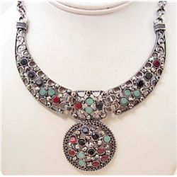 MULTI-COLORED FASHION COLLAR ESTATE JEWELRY NECKLACE