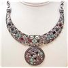 Image 1 : MULTI-COLORED FASHION COLLAR ESTATE JEWELRY NECKLACE