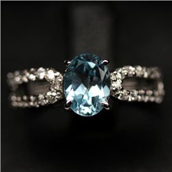 STERLING SILVER BLUE TOPAZ RING - SIZE 7.5