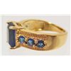 Image 2 : 18K GOLD FILLED SAPPHIRE & CZECH CRYSTAL RING - SZ. 6