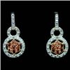 Image 1 : PAIR OF 14K GOLD PLATE OVER STERLING SILVER ORANGE GARNET WITH WHITE DIAMONDS