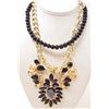 Image 1 : BLACK RHINESTONE FLORAL ESTATE JEWELRY NECKLACE